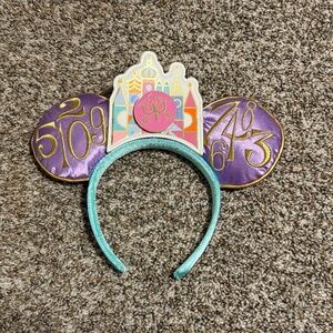 Disney World 50th Mickey Small World Clock Main Attraction Headband Ears